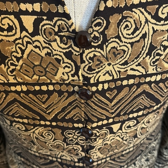 KASPER A.S.L Petite Brown Print Vintage Button Up Blazer - Size 10 Petite - Picture 6 of 9